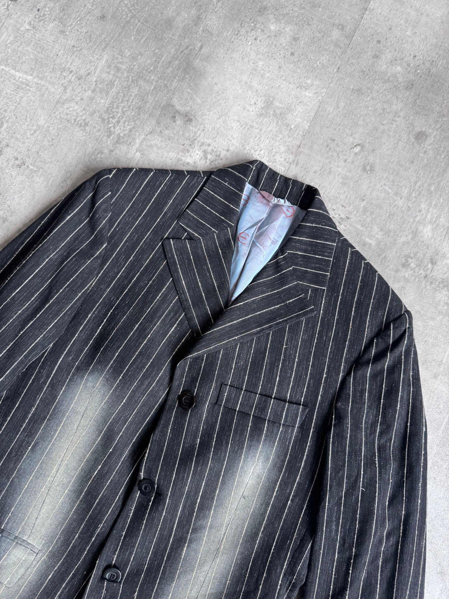 Cavalli Pinstripe Fade Effect Blazer Jacket