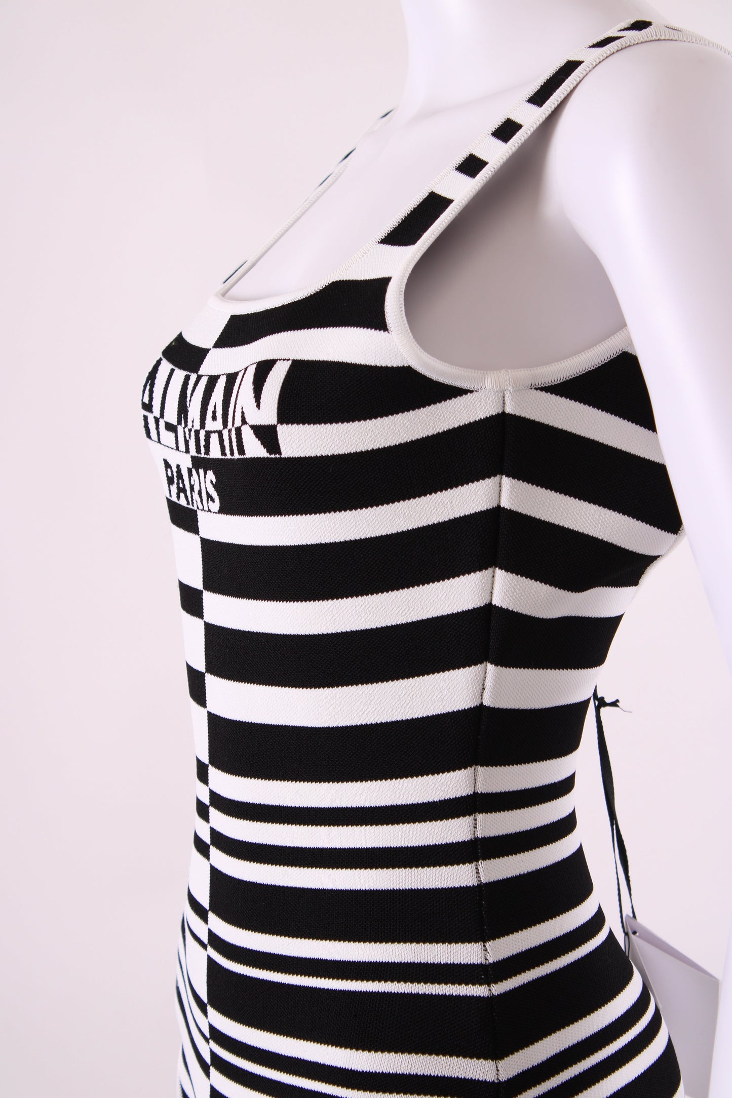 Balmain Stripe Knit Bodysuit Black/White 36 | O/S, Black