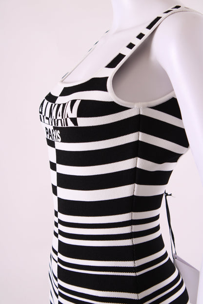 Balmain Stripe Knit Bodysuit Black/White 36 | O/S, Black