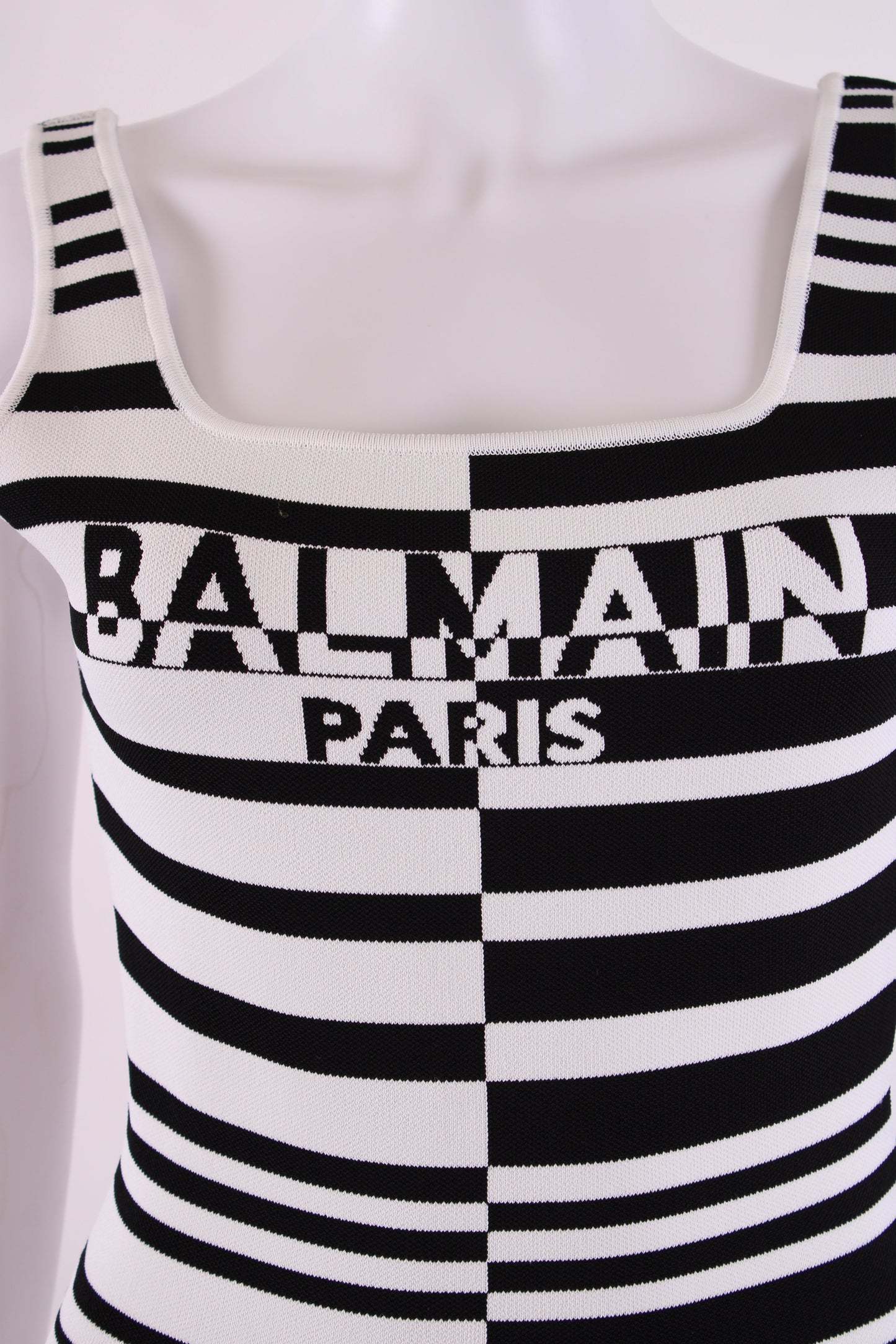 Balmain Stripe Knit Bodysuit Black/White 36 | O/S, Black