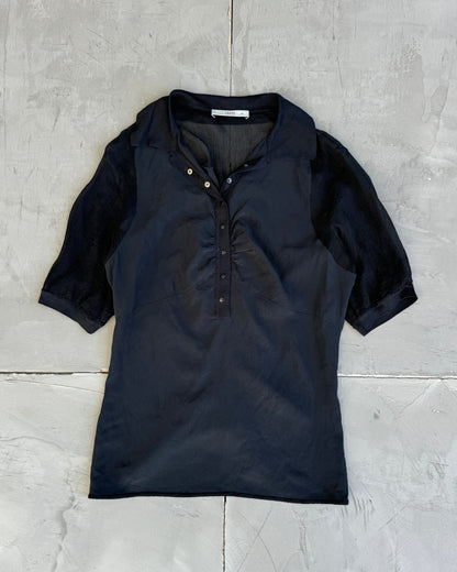 Prada Zip-Up Back Sheer Silk Top - M