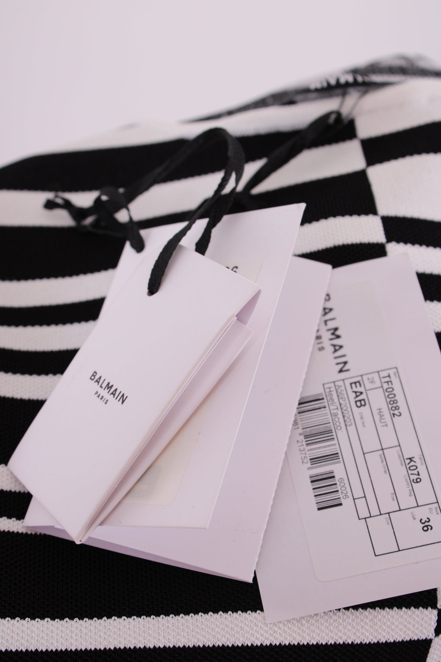 Balmain Stripe Knit Bodysuit Black/White 36 | O/S, Black