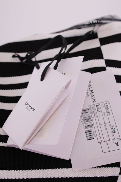 Balmain Stripe Knit Bodysuit Black/White 36 | O/S, Black