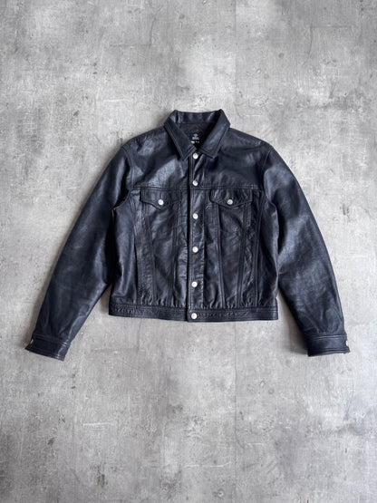 Versace Black Soft Leather Trucker Jacket