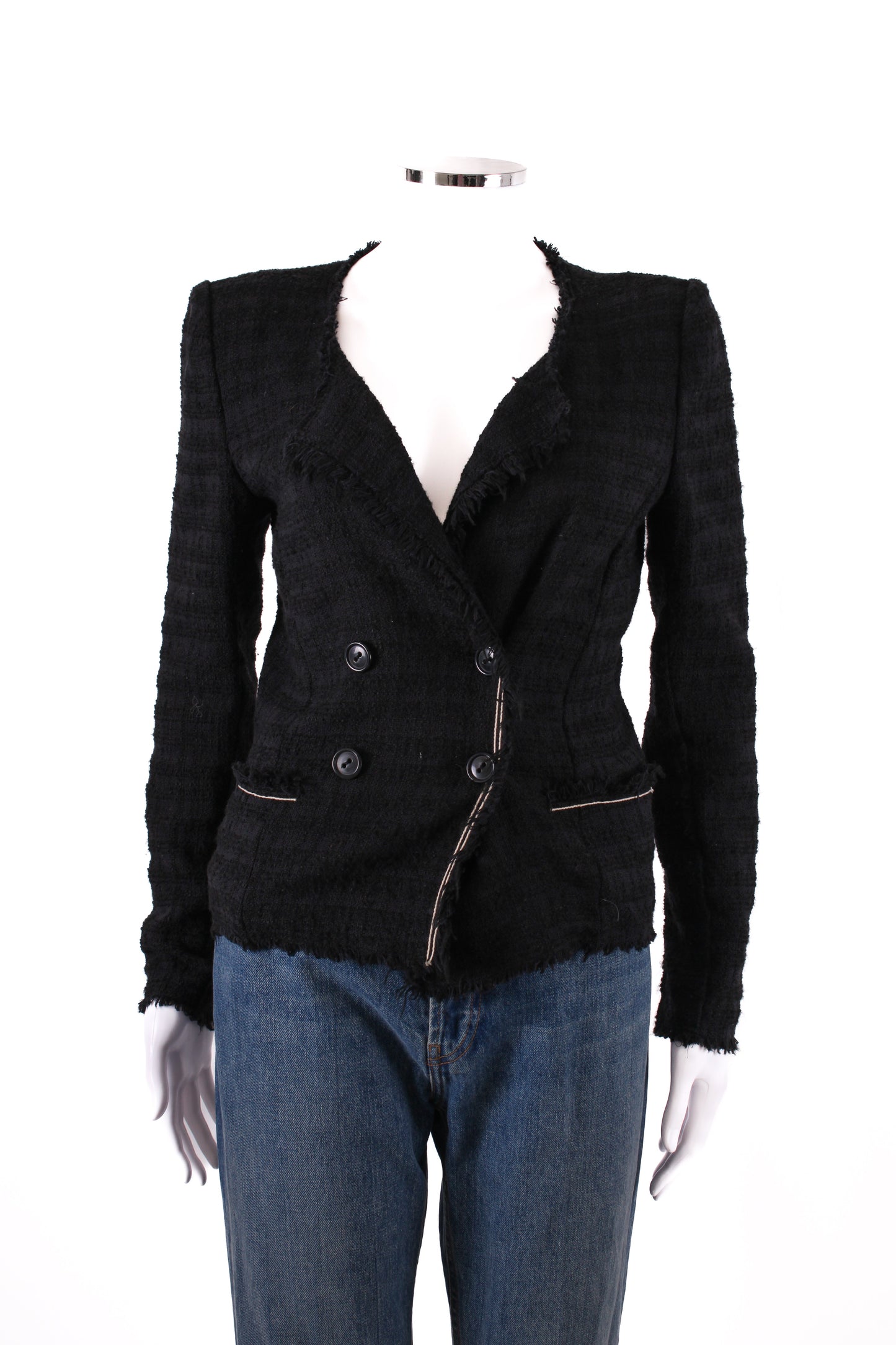Isabel Marant Etoile Double Breasted Boucle Jacket Black 10 | O/S, Black