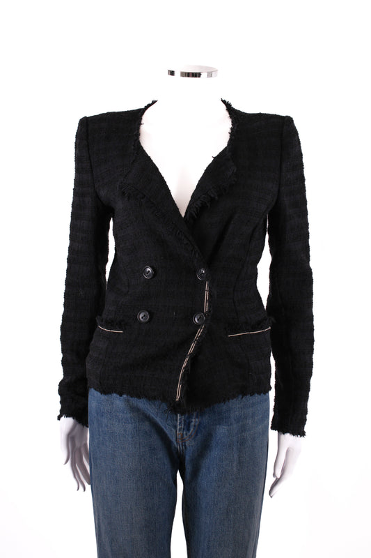 Isabel Marant Etoile Double Breasted Boucle Jacket Black 10 | O/S, Black