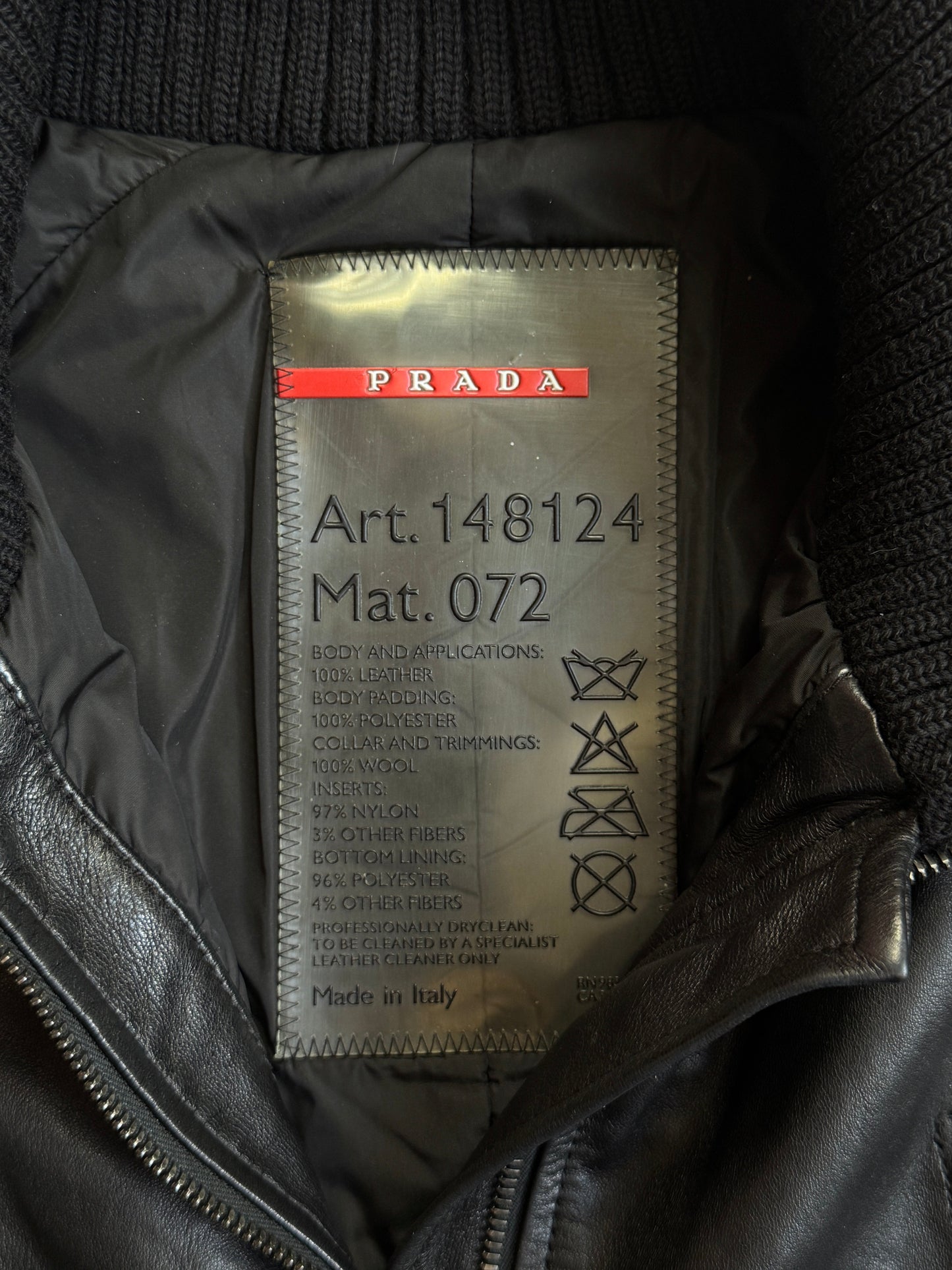 AW2002 Prada Knit Sleeve Leather Jacket