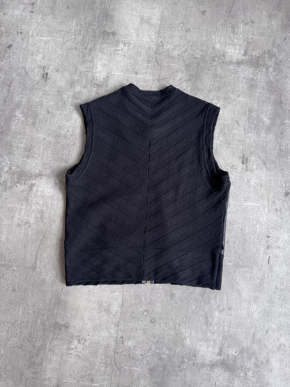 Versace Black Hybrid Leather Gilet