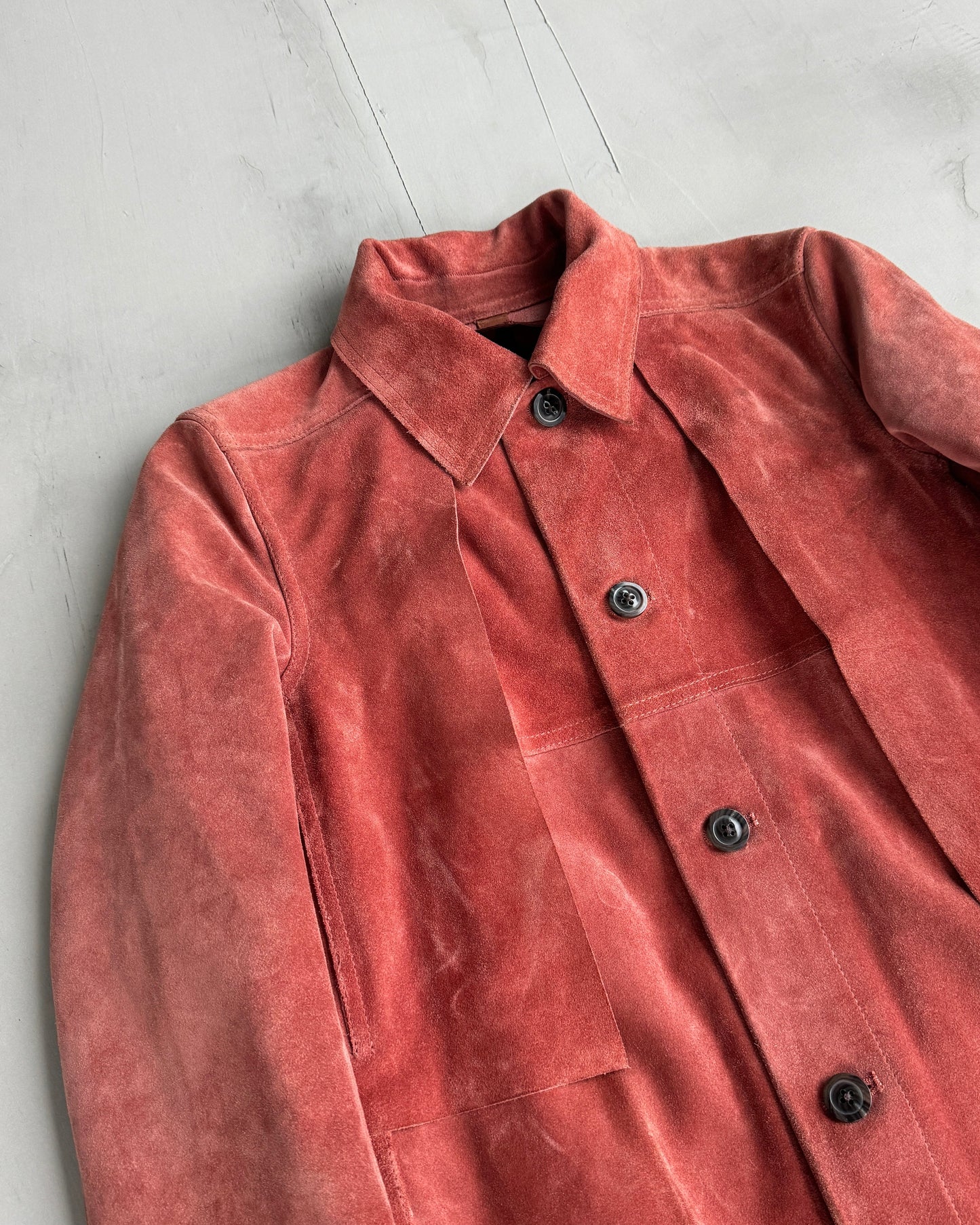RICK OWENS LARRY FW19 LEATHER SUEDE LEATHER TRENCH COAT - S | Small, Pink