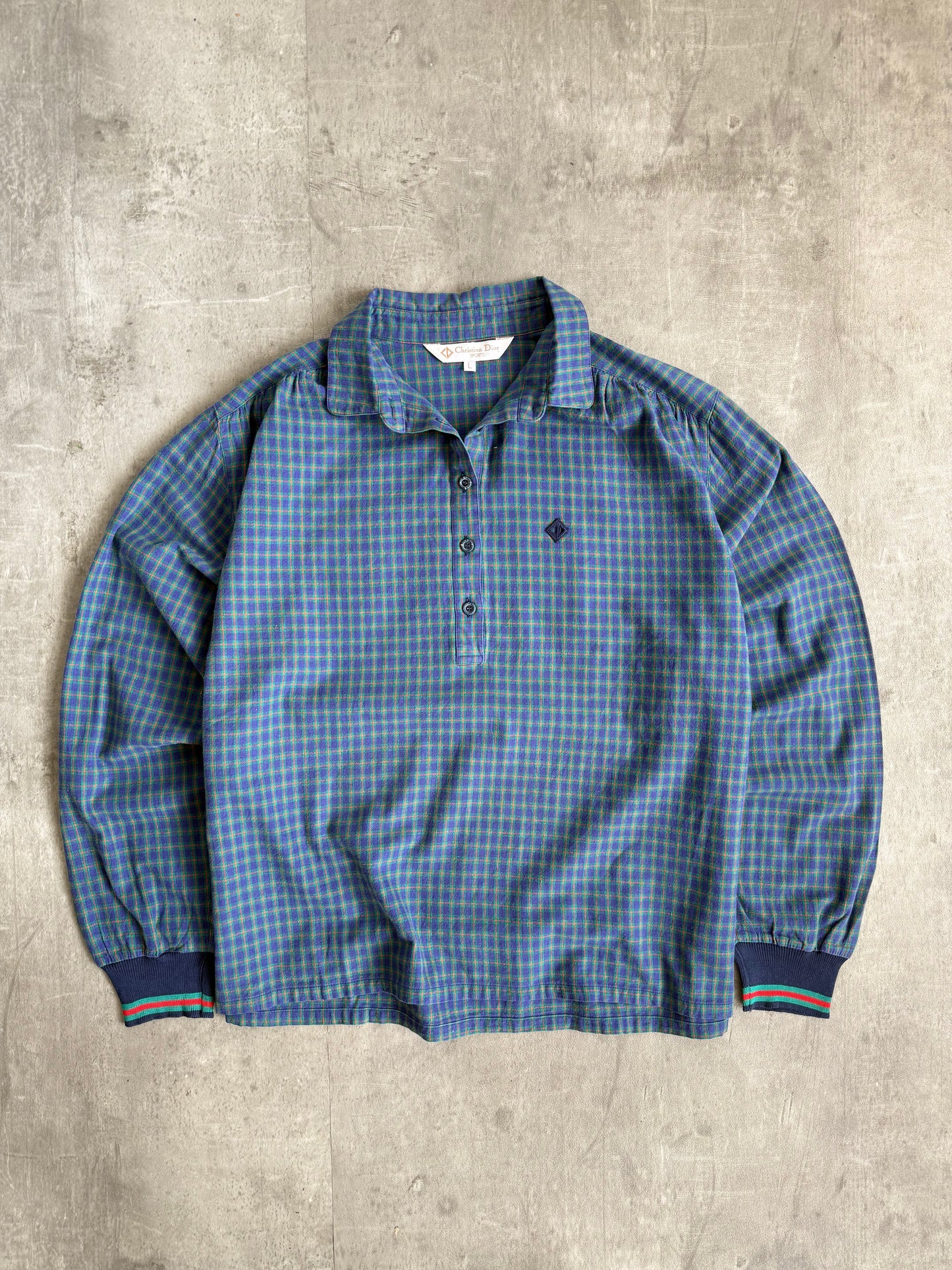 1980s Christian Dior Blue Boxy LS Shirt