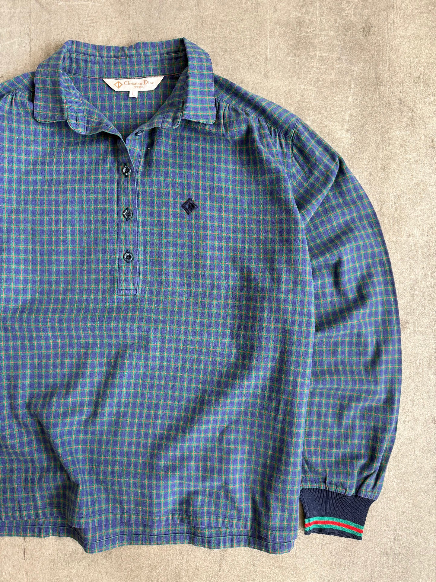 1980s Christian Dior Blue Boxy LS Shirt