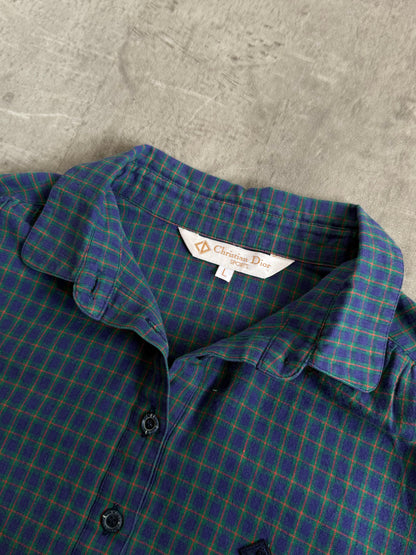 1980s Christian Dior Blue Boxy LS Shirt