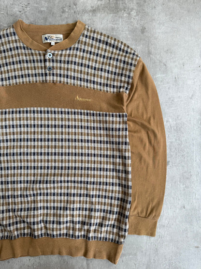1990s Aquascutum Henley Button Knit Sweater