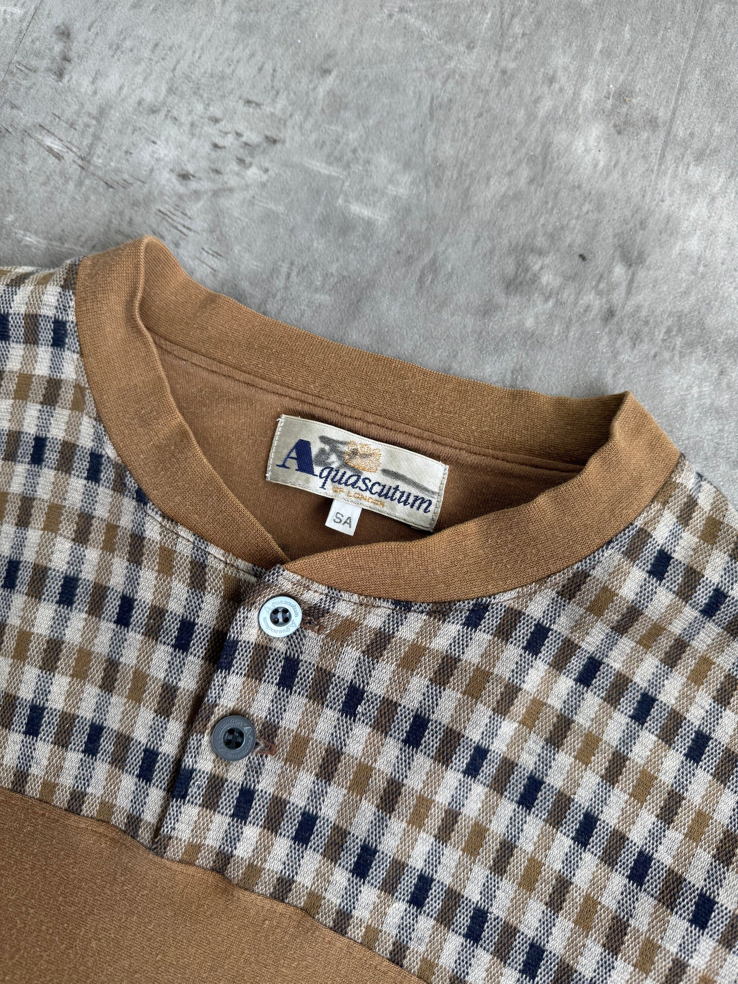 1990s Aquascutum Henley Button Knit Sweater