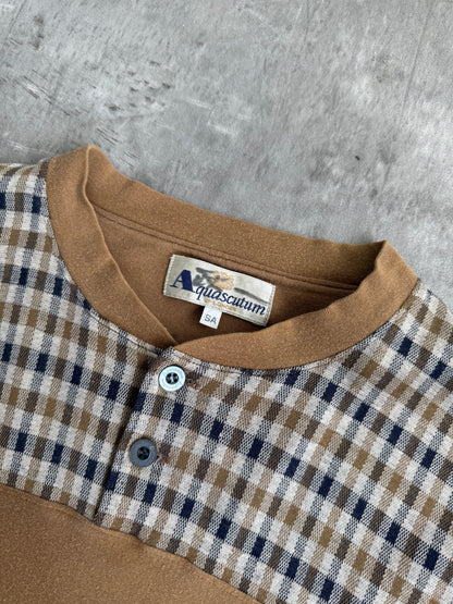 1990s Aquascutum Henley Button Knit Sweater