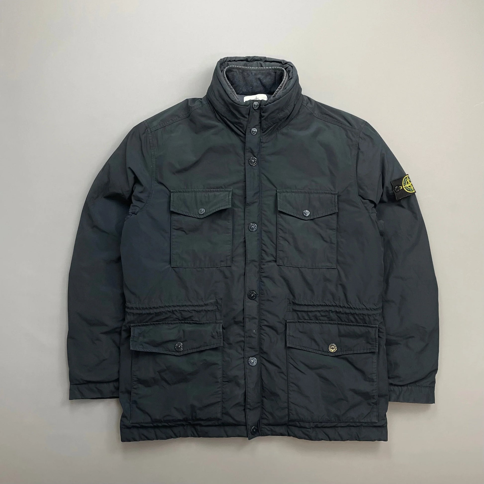 Stone Island Navy AW14 Micro Reps Concealed Hood Lined Down Field