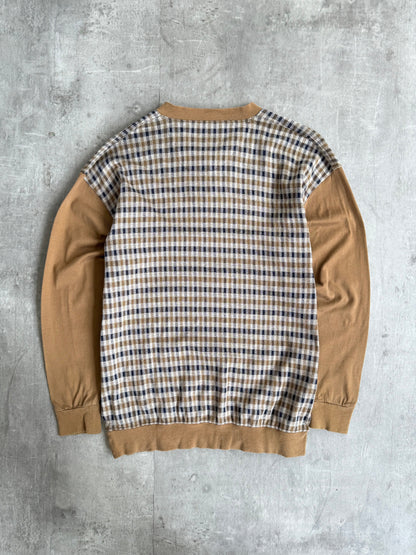 1990s Aquascutum Henley Button Knit Sweater