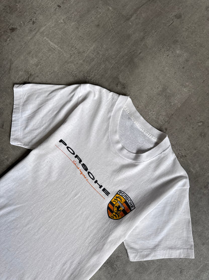1990s White Porsche Stuttgart Spellout Graphic Tee