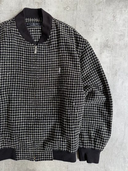 YSL Black Check Wool Bomber