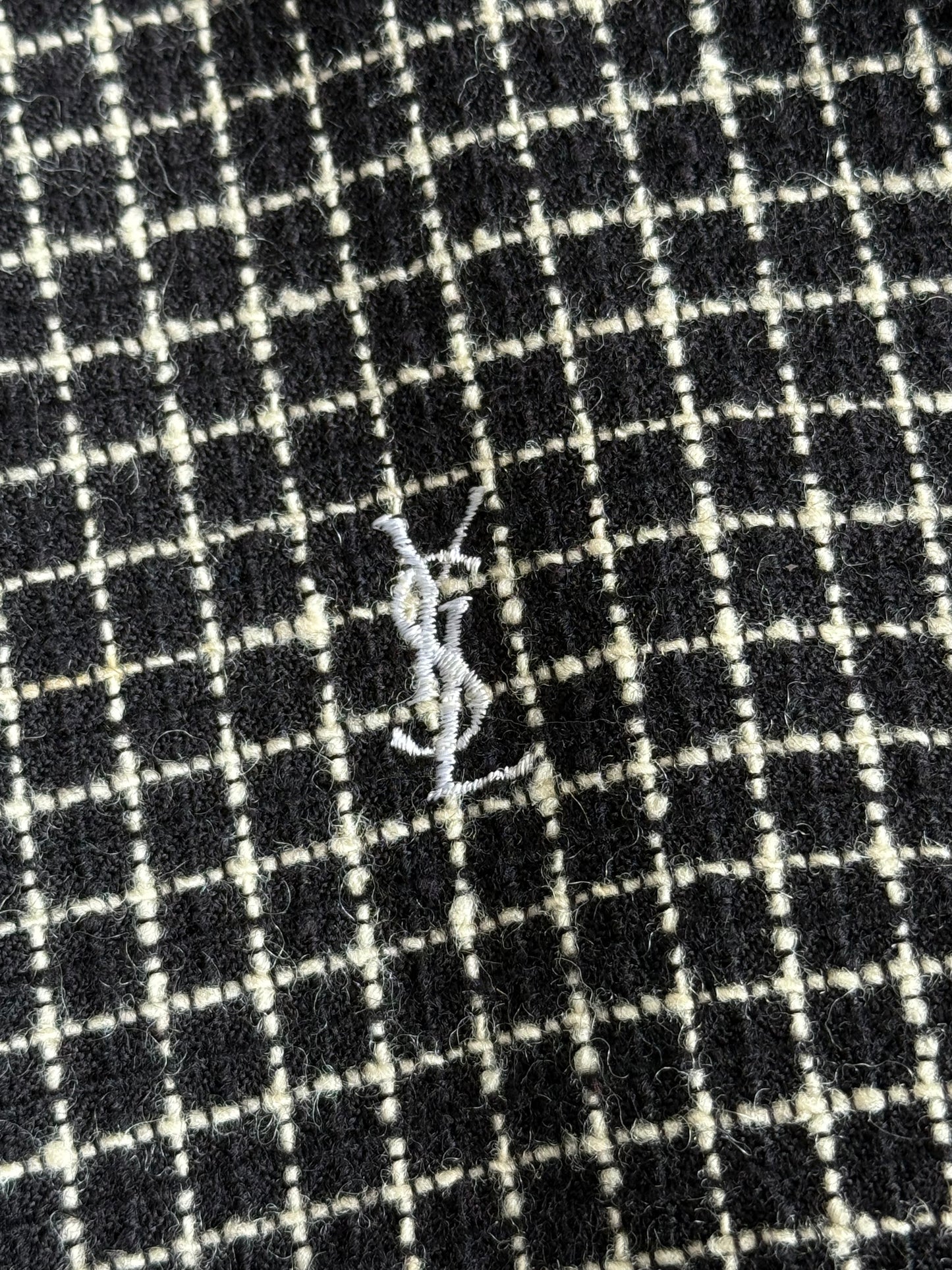 YSL Black Check Wool Bomber