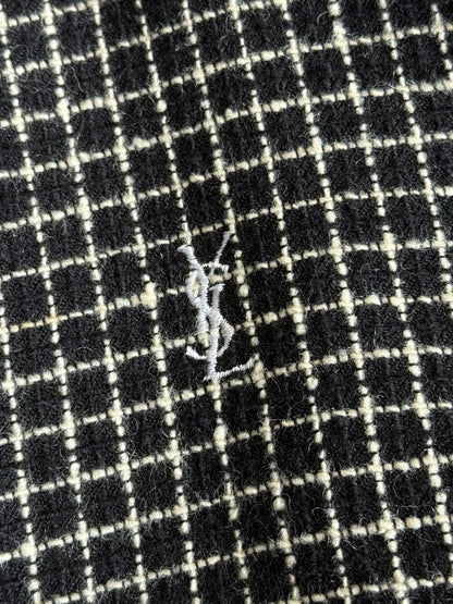 YSL Black Check Wool Bomber