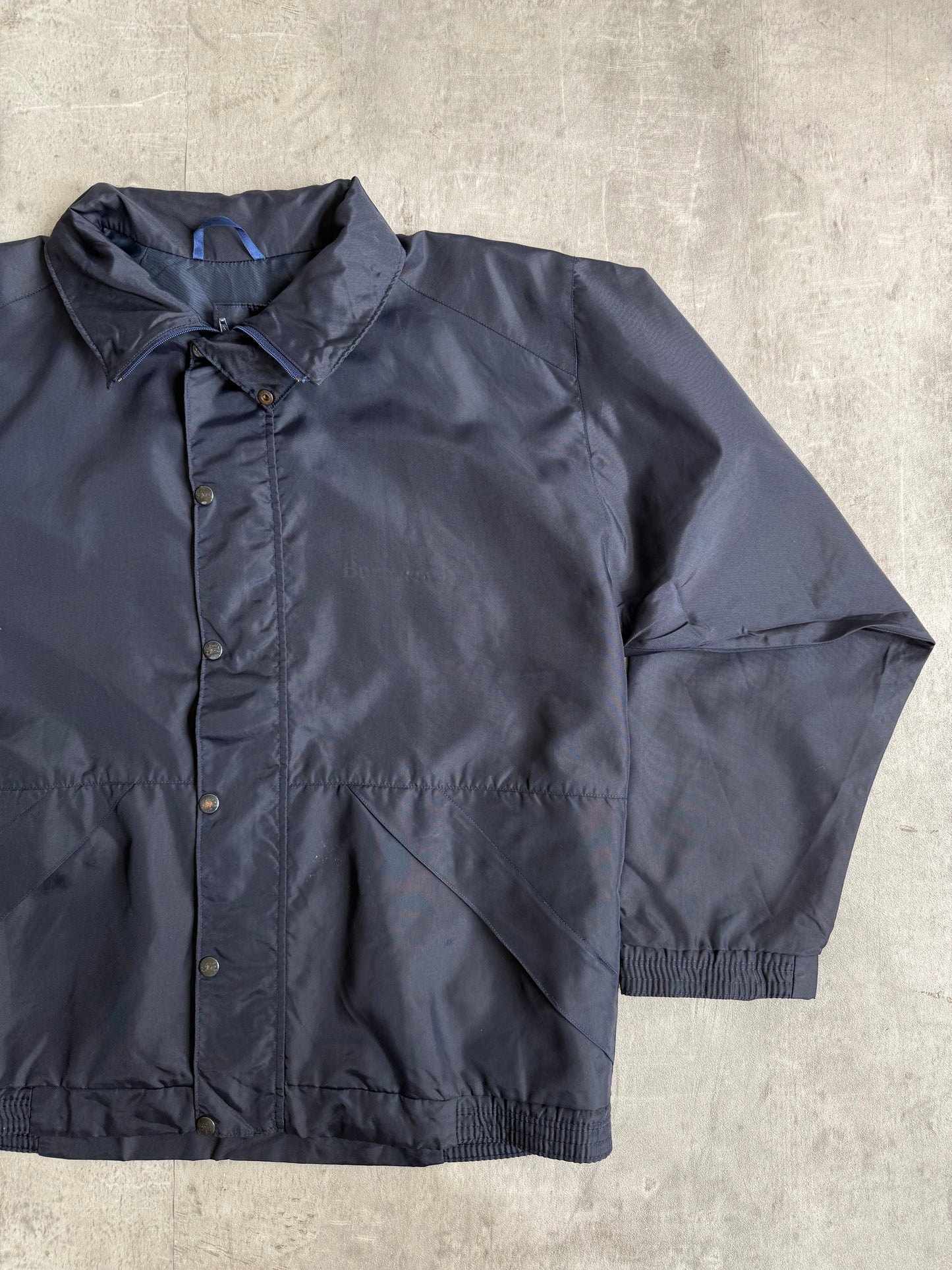1990s Burberry Navy Nylon Zip Blouson