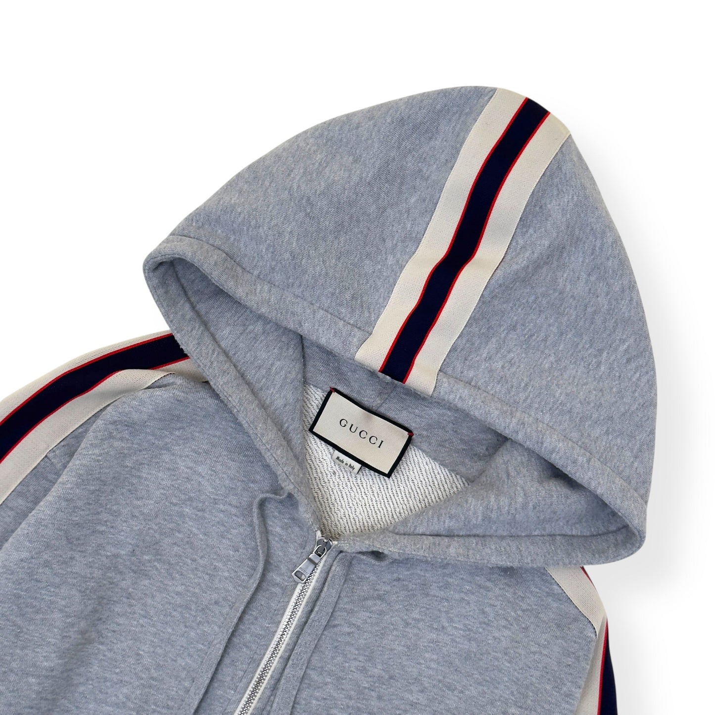 GUCCI TAPE LOGO COTTON HOODIE GREY M | Medium, Grey