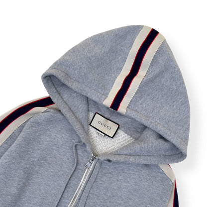 GUCCI TAPE LOGO COTTON HOODIE GREY M | Medium, Grey