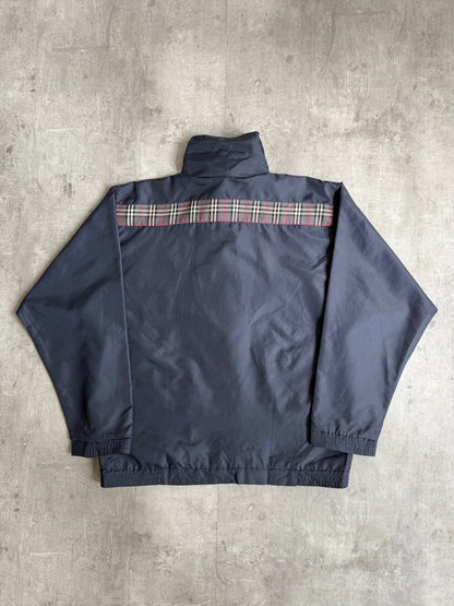 1990s Burberry Navy Nylon Zip Blouson
