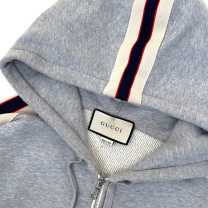 GUCCI TAPE LOGO COTTON HOODIE GREY M | Medium, Grey
