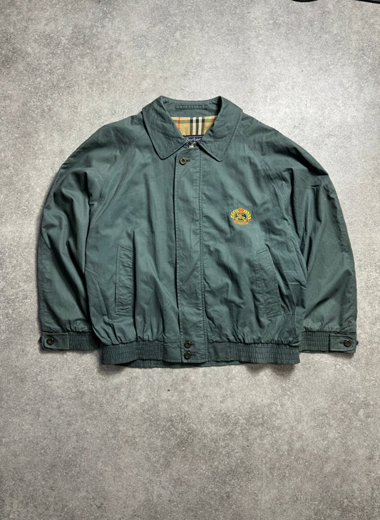 Burberry Logo Embroidered Nova Check Lined Harrington Jacket