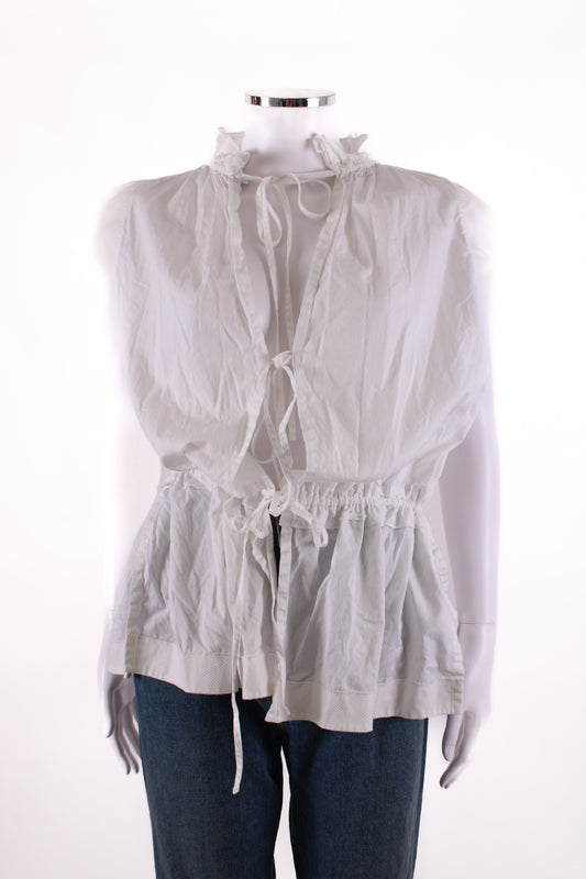 VVB Victoria Beckham S/S Tie Back Peplum Blouse White 6 | O/S, White