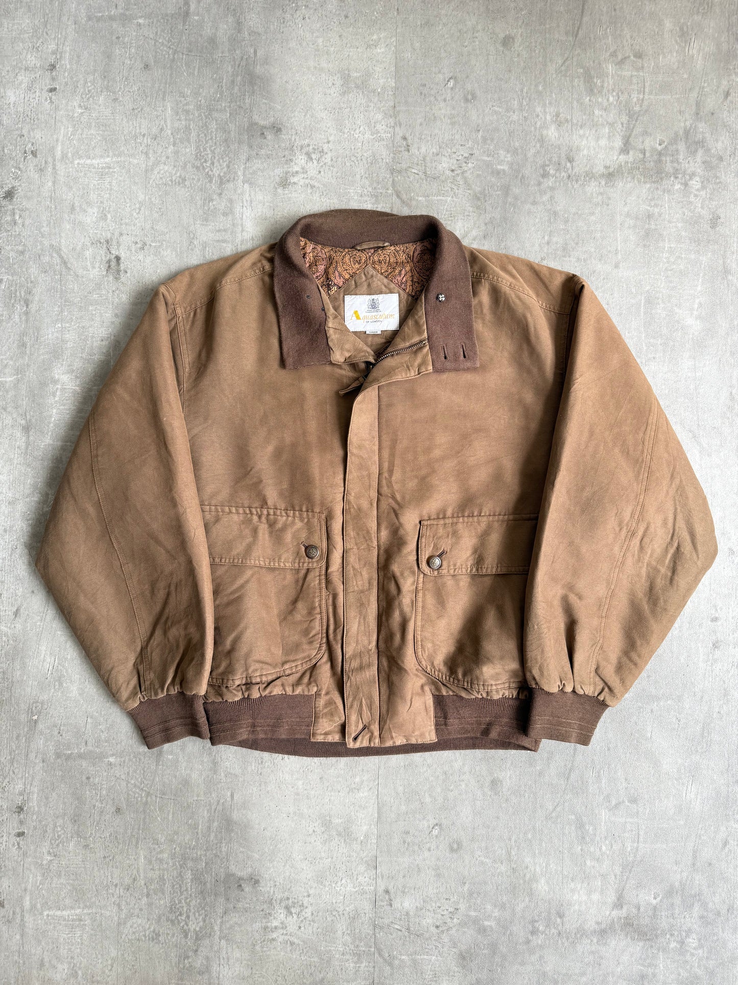 1990s Aquascutum Moleskin Brown Bomber