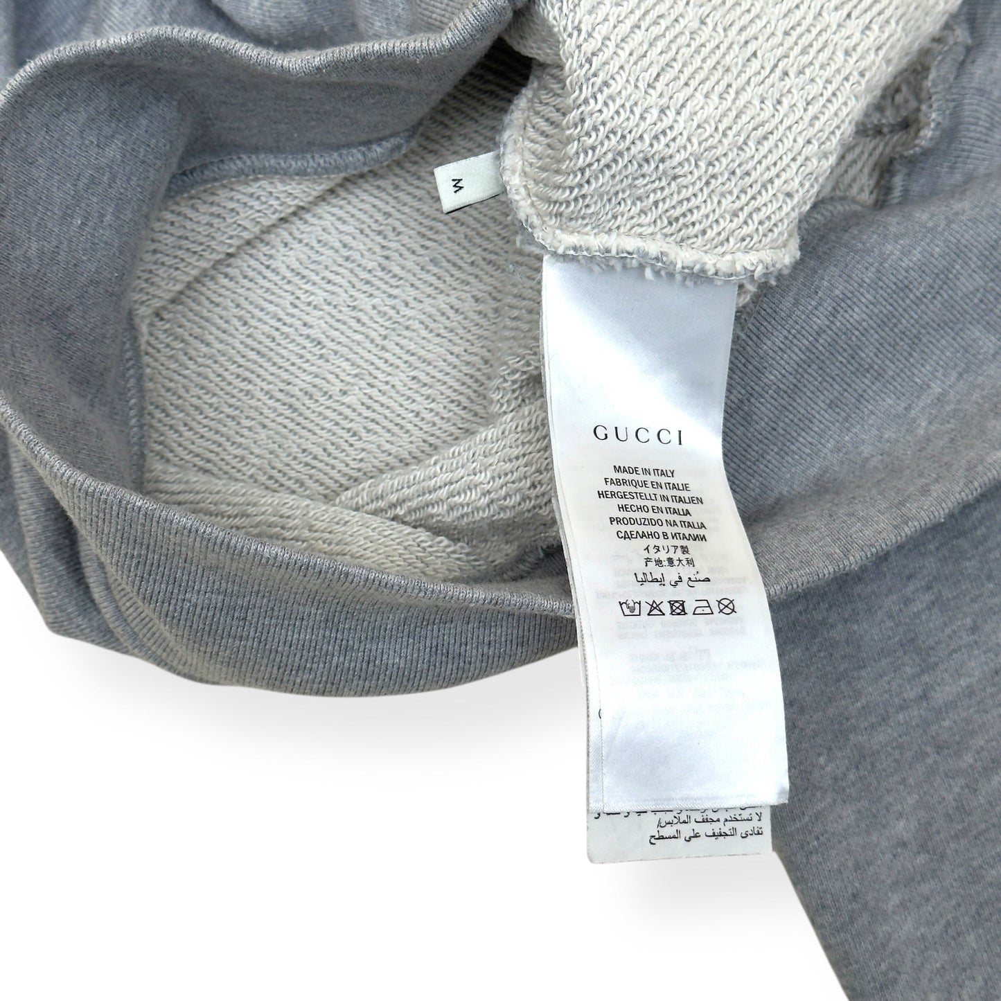 GUCCI TAPE LOGO COTTON HOODIE GREY M | Medium, Grey