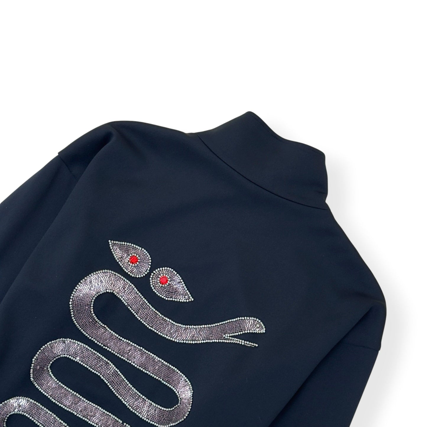 CELINE RHINESTONE SNAKE TRACK JACKET BLACK S | Small, Black