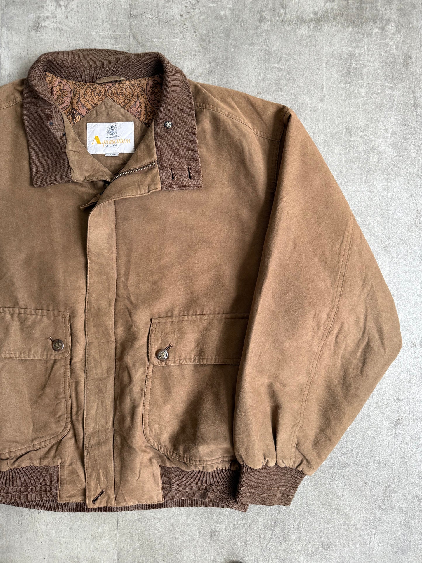 1990s Aquascutum Moleskin Brown Bomber