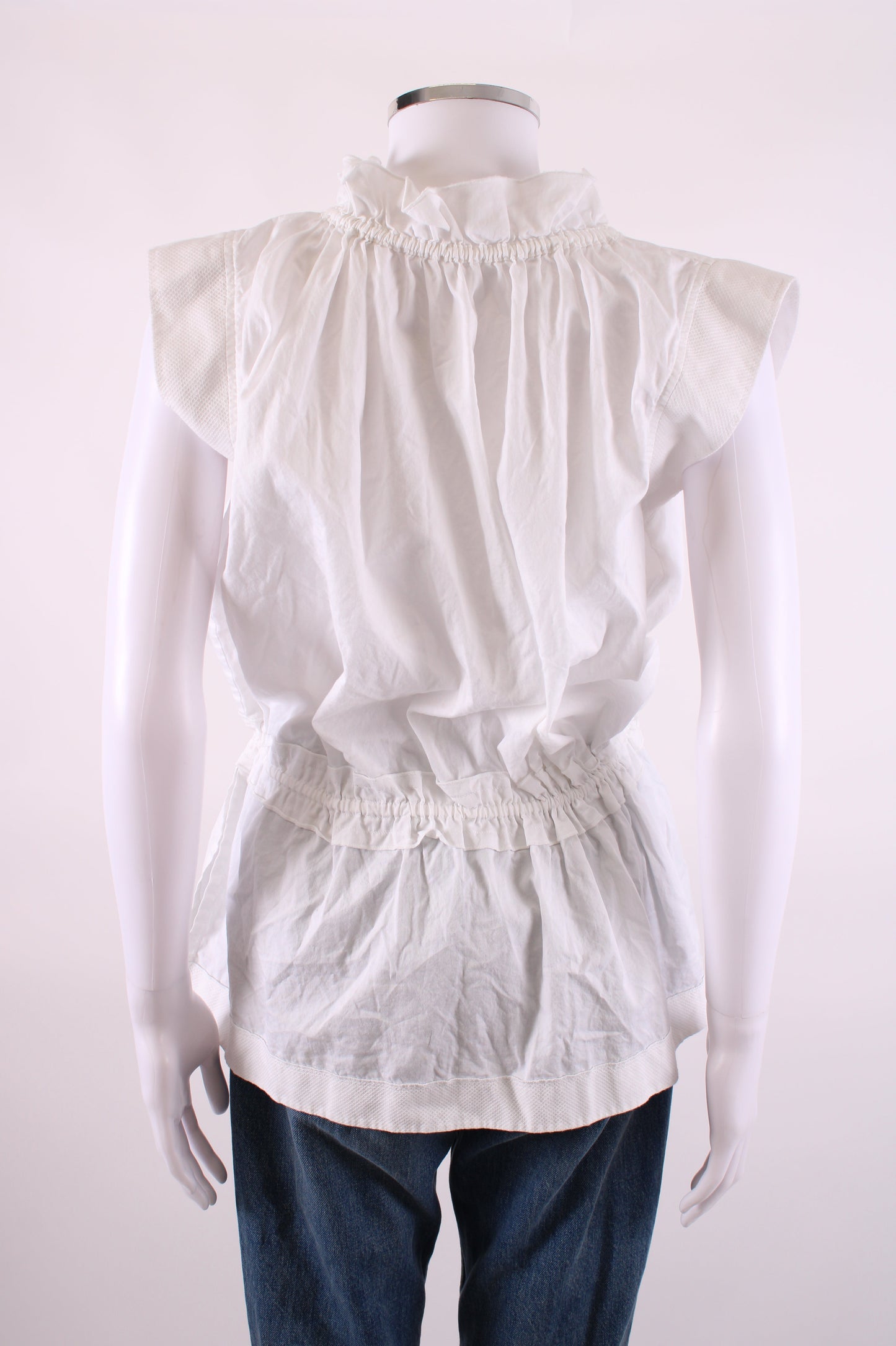 VVB Victoria Beckham S/S Tie Back Peplum Blouse White 6 | O/S, White