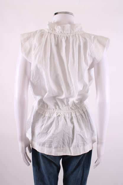 VVB Victoria Beckham S/S Tie Back Peplum Blouse White 6 | O/S, White