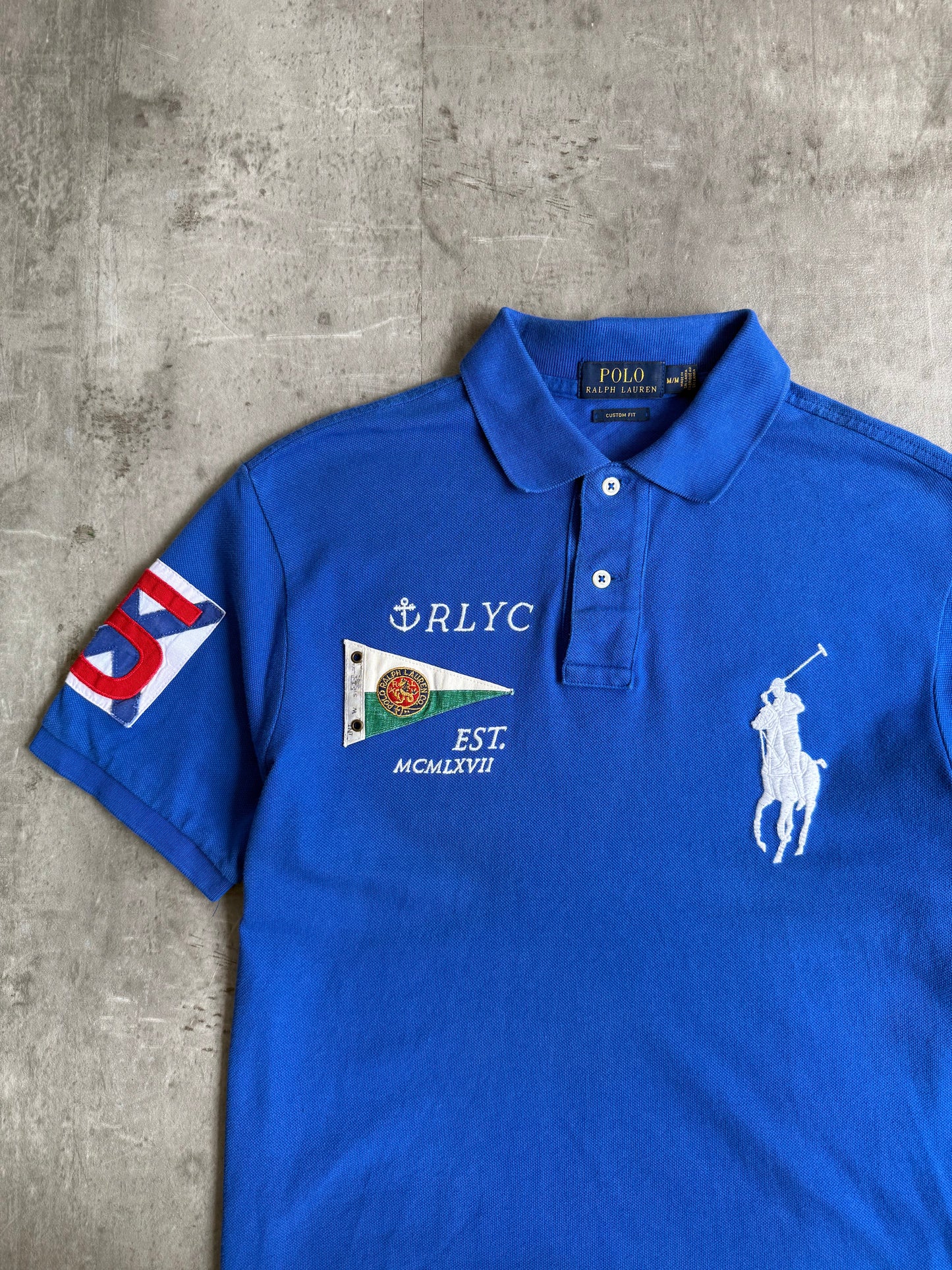 Polo Ralph Lauren Blue Flag Crest Logo Polo Shirt