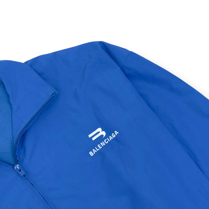 BALENCIAGA WARDROBE OVERSIZED B LOGO ZIP WINDBREAKER JACKET BLUE 46 / S | Small, Blue