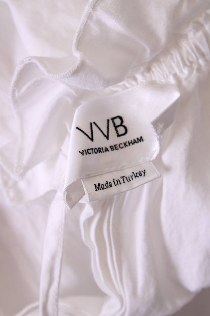 VVB Victoria Beckham S/S Tie Back Peplum Blouse White 6 | O/S, White