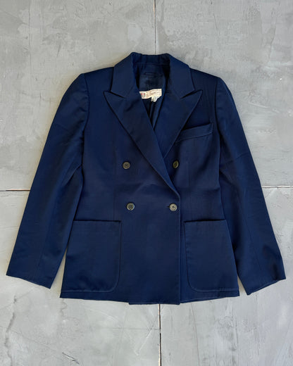 70's Gucci Wool Navy Blazer with Peak Lapels - S
