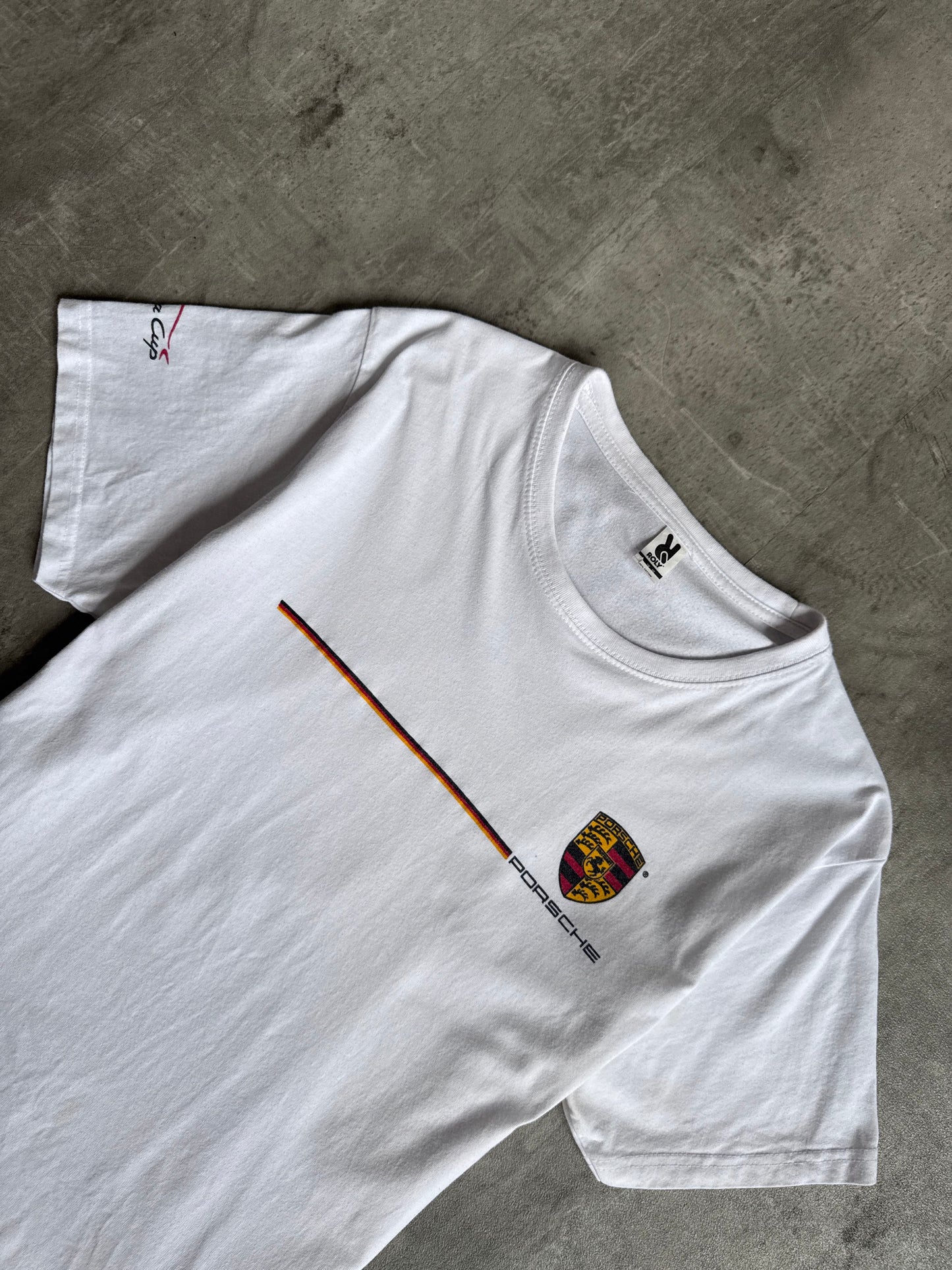 White Porsche Spellout Graphic Tee