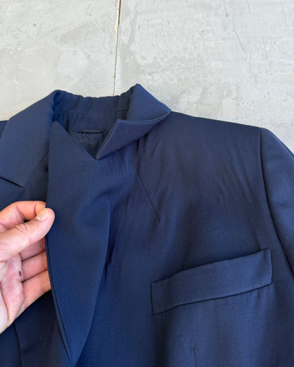 70's Gucci Wool Navy Blazer with Peak Lapels - S