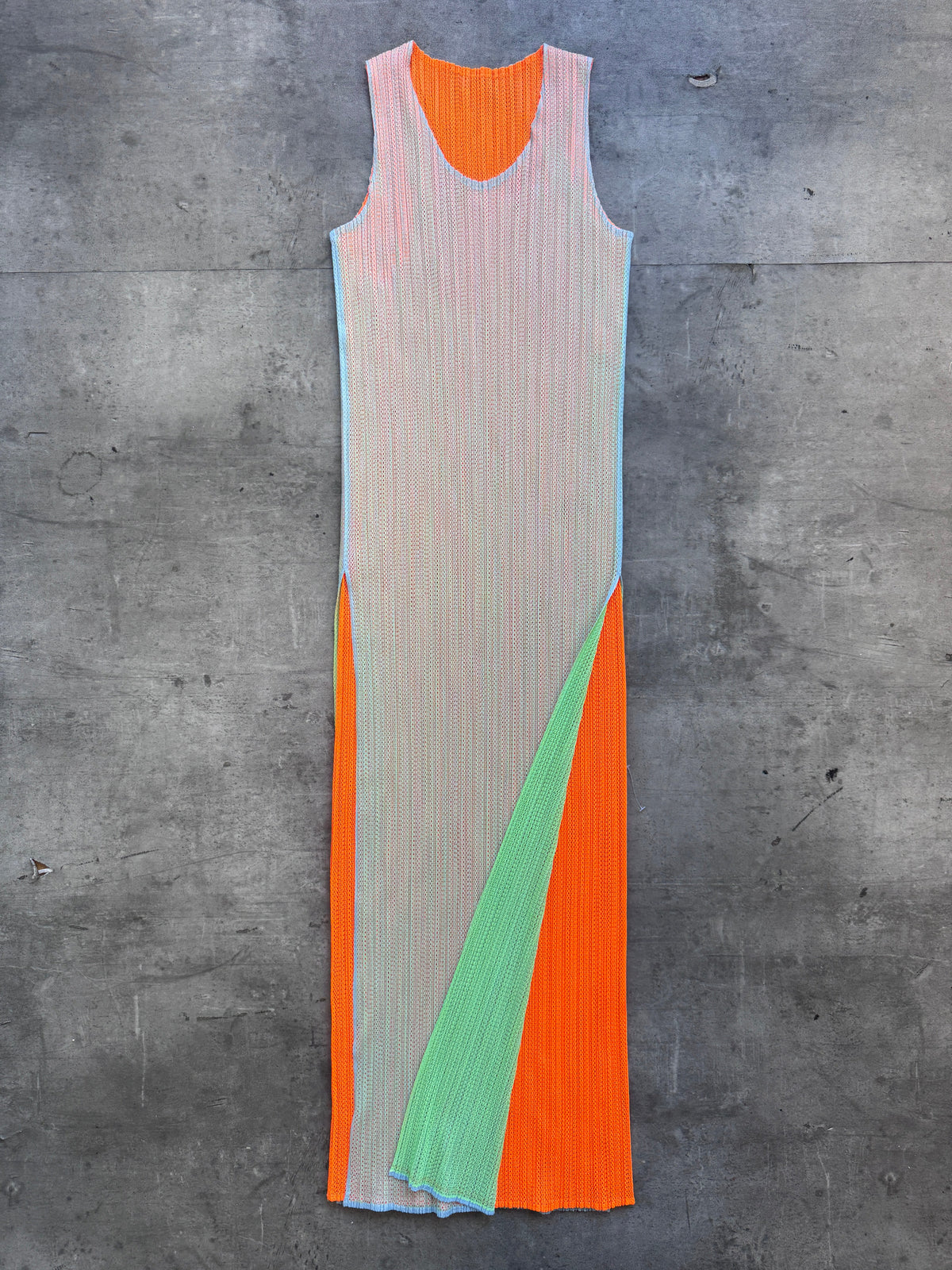 Issey Miyake Pleats Please Mesh Pleated Maxi Dress | O/S, Multicoloured
