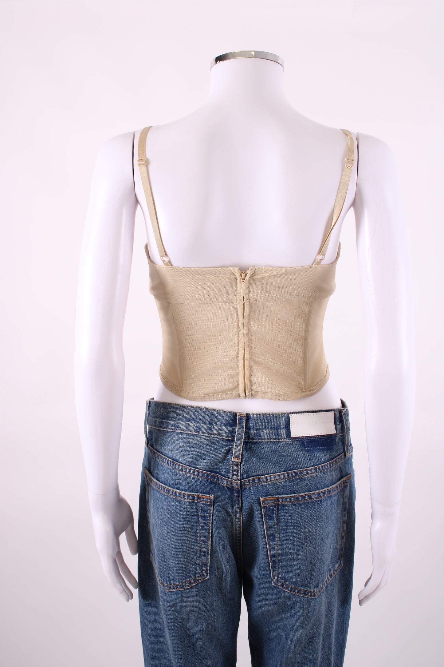 Viktoria & Woods S/S Mesh Corset Top Beige S | Small, Beige