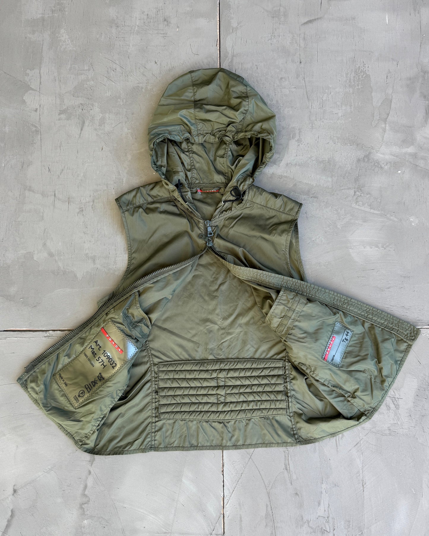 Prada Sport SS00 Nylon Hooded Vest - M