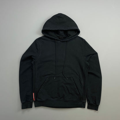 Prada Sport Black 2016 Cotton Pullover Drawstring Hoodie | Small, Black