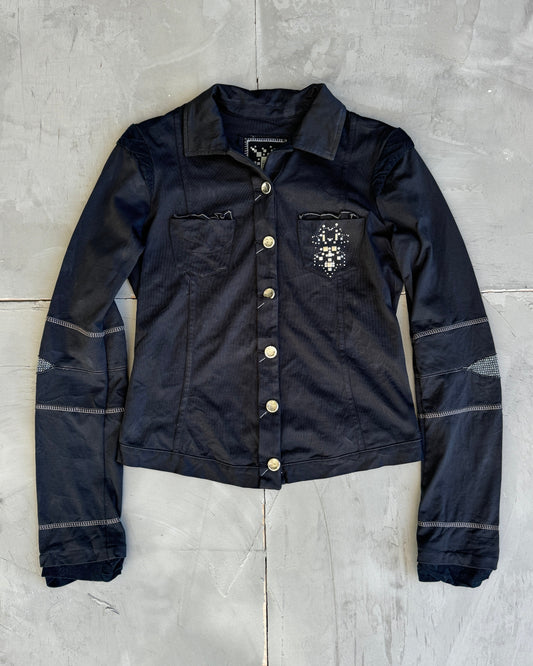 Marithé François Girbaud MFG Black Jacket with Silver Stitching - S/M