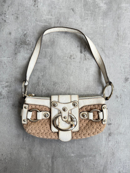 Guess Beige Knitted Logo Buckle Mini Bag